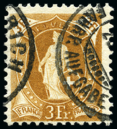 Stamp of Switzerland / Schweiz » Stehende Helvetia 1901-04 3Fr hellbraun, Feld 46, Druckplatte Ia