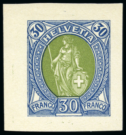 Stamp of Switzerland / Schweiz » Stehende Helvetia Partie Probedrucke auf Steckkarten