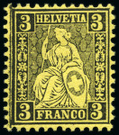 Stamp of Switzerland / Schweiz » Sitzende Helvetia Gezaehnt » Probe Papierprobe und Farbprobe: Partie 46 Probedrucke