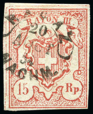 Stamp of Switzerland / Schweiz » Rayonmarken » Rayon III (grosse Ziffer) Type 1 mit Rundstempel RAGAZ 20 OCT 54 entwertet