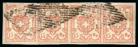 Stamp of Switzerland / Schweiz » Rayonmarken » Rayon III (grosse Ziffer) Typen 7+8+7+8 als waagr. Viererstreifen