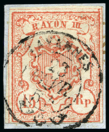 Stamp of Switzerland / Schweiz » Rayonmarken » Rayon III (grosse Ziffer) Type 8 mit Rundstempel TAVANNES 23 FEVR. 54
