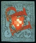 Stamp of Switzerland / Schweiz » Rayonmarken » Rayon I, dunkelblau ohne Kreuzeinfassung Sehr Reichhaltige Auswahl mit 110 Marken