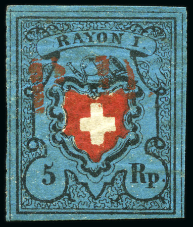 Stamp of Switzerland / Schweiz » Rayonmarken » Rayon I, dunkelblau ohne Kreuzeinfassung Sehr Reichhaltige Auswahl mit 110 Marken