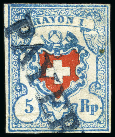 Stamp of Switzerland / Schweiz » Rayonmarken » Rayon I, hellblau, ohne KE (STEIN B2) Type 3 B2/RU mit Stabstempel PAYERNE entwertet