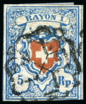 Stamp of Switzerland / Schweiz » Rayonmarken » Rayon I, hellblau, ohne KE (DIVERSE) Sehr reichhaltige Auswahl mit 90 Marken