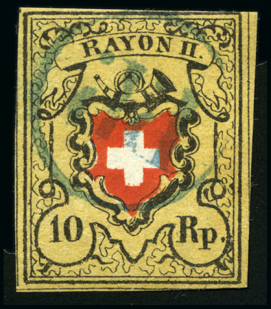 Stamp of Switzerland / Schweiz » Rayonmarken » Rayon II, gelb, ohne Kreuzeinfassung (STEIN A 1) Type 16 A1/U, Mittel-Tabakbraun Nuance