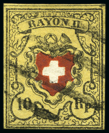 Stamp of Switzerland / Schweiz » Rayonmarken » Rayon II, gelb, ohne Kreuzeinfassung (STEIN A 2) Type 10 A2/RU mit schwarzer Raute von YVERDON
