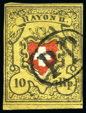 Stamp of Switzerland / Schweiz » Rayonmarken » Rayon II, gelb, ohne Kreuzeinfassung (STEIN A 2) Type 36 A2/LU mit schwarzer P.P. im Oval entwertet