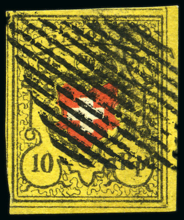 Stamp of Switzerland / Schweiz » Rayonmarken » Rayon II, gelb, ohne Kreuzeinfassung (STEIN B1) Type 40 B1/RU entwertet Raute, breitrandig
