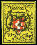 Stamp of Switzerland / Schweiz » Rayonmarken » Rayon II, gelb, ohne Kreuzeinfassung (Diverse) Sehr reichhaltige Auswahl mit 115 Marken