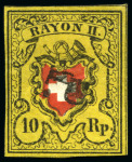 Stamp of Switzerland / Schweiz » Rayonmarken » Rayon II, gelb, ohne Kreuzeinfassung (Diverse) Sehr reichhaltige Auswahl mit 115 Marken
