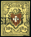 Stamp of Switzerland / Schweiz » Rayonmarken » Rayon II, gelb, ohne Kreuzeinfassung (Diverse) Sehr reichhaltige Auswahl mit 115 Marken