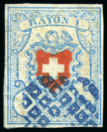 Stamp of Switzerland / Schweiz » Rayonmarken » Rayon I, hellblau, ohne KE (STEIN C1) Type 25 C1/RO mit blauer Raute von Chatelat