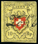 Stamp of Switzerland / Schweiz » Rayonmarken » Rayon II, gelb, ohne Kreuzeinfassung (Diverse) Sehr reichhaltige Auswahl mit 145 Marken