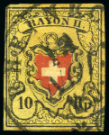Stamp of Switzerland / Schweiz » Rayonmarken » Rayon II, gelb, ohne Kreuzeinfassung (Diverse) Sehr reichhaltige Auswahl mit 145 Marken
