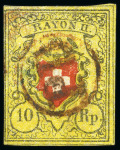 Stamp of Switzerland / Schweiz » Rayonmarken » Rayon II, gelb, ohne Kreuzeinfassung (Diverse) Sehr reichhaltige Auswahl mit 145 Marken