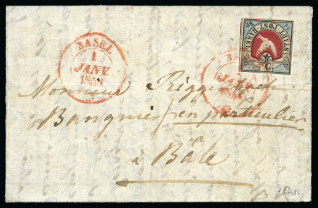 Stamp of Switzerland / Schweiz » Kantonalmarken » Basel SWITZERLAND - BASEL DOVE ON FORWARDED COVER FROM MONTREUX