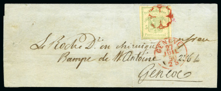 Stamp of Switzerland / Schweiz » Kantonalmarken » Genf Genfer Ausschnitt mit roter Rosette AW Nr. 3