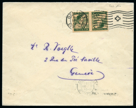 Stamp of Switzerland / Schweiz 1915 Pro Juventute Appenzeller Knabe 5+5C Kehrdruckspaar