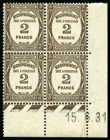 Stamp of France » Timbres-Taxe 1927 Taxe Yv. 62 en bloc de 4 coin-daté