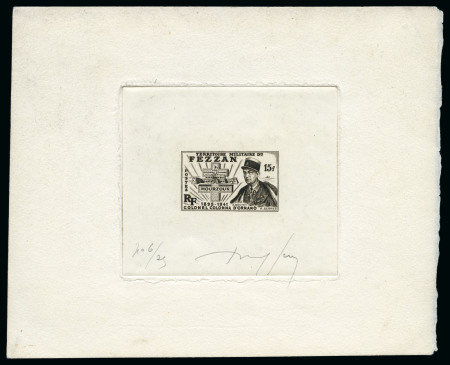 Stamp of Colonies françaises » Fezzan 1949-51, trois épreuves d'artiste signées
