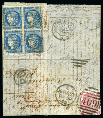 Stamp of France » Guerre de 1870-1871 L'unique Boule de Moulins avec affranchissement