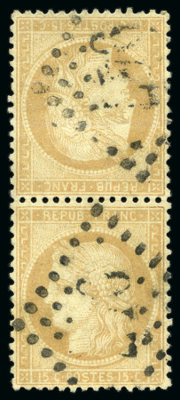 Stamp of France Cérès 15c Petits Chiffres en paire TETE-BECHE obl.