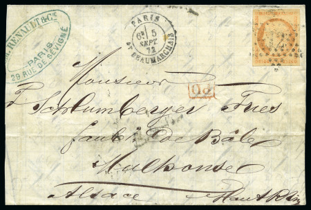 Stamp of Colonies françaises 40c Cérès obl. étoile 12 sur lettre de Paris