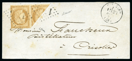Stamp of France 1870 10c Siège coupé en paire