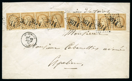 Stamp of France Rarissime affranchissement avec huit 10c Siège