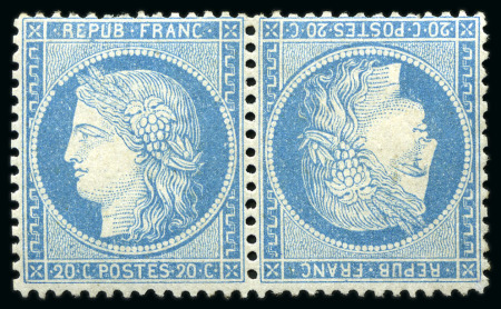 Stamp of France 10c et 20c Siège en paire TETE-BECHE, neuf