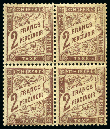 Stamp of France » Timbres-Taxe 1884 Taxe Yv. 26 en bloc de 4, neuf avec charnière