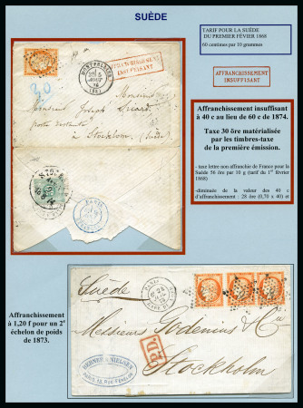 Stamp of France Rare mixte France - Suède avec 40c Siège