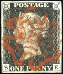 Stamp of Great Britain » 1840 1d Black and 1d Red plates 1a to 11 1840 1d Black plates 1a-9 (two pl.8), all four mar