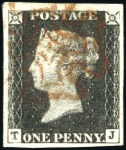 Stamp of Great Britain » 1840 1d Black and 1d Red plates 1a to 11 1840 1d Black plates 1a-9 (two pl.8), all four mar