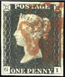 Stamp of Great Britain » 1840 1d Black and 1d Red plates 1a to 11 1840 1d Black plates 1a-9 (two pl.8), all four mar