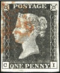 Stamp of Great Britain » 1840 1d Black and 1d Red plates 1a to 11 1840 1d Black plates 1a-9 (two pl.8), all four mar