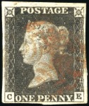 Stamp of Great Britain » 1840 1d Black and 1d Red plates 1a to 11 1840 1d Black pl.1b selection of 5, all with four 