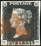 Stamp of Great Britain » 1840 1d Black and 1d Red plates 1a to 11 1840 1d Black pl.1b selection of 5, all with four 