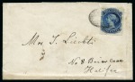 Stamp of Canada » Nova Scotia 1866 (Sep 24) Envelope from Lunenburg to Halifax