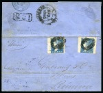Stamp of Mauritius » 1859 Dardenne Issue (SG 41-44) 1859 Dardenne 2d. bright blue, two singles with clear to huge margins, on 1860 cover from Port Louis to Réunion