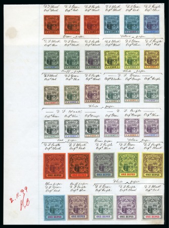 Stamp of Mauritius » Later Issues 1899 De La Rue Appendix sheet with imperforate colour trials