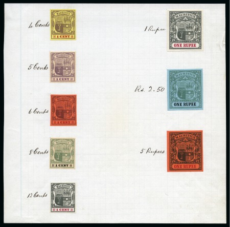Stamp of Mauritius » Later Issues 1900-05 Arms issue, De La Rue Appendix E sheets with imperforate colour trials