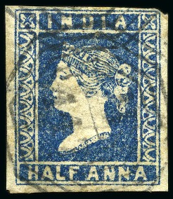 Stamp of India 1854 1/2a Blue with "B/147" octagonal numeral of P
