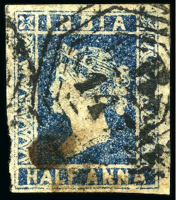 Stamp of India 1854 1/2a Blue with "B/147" octagonal numeral of P