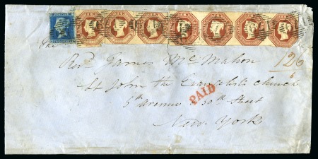 Stamp of Great Britain » 1847-54 Embossed 1854 (Dec 26) Large envelope from Ireland transatl