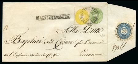 Stamp of Italian States » Lombardy Venetia Unique Three-Issues Mixed Franking1863 3s Arms s