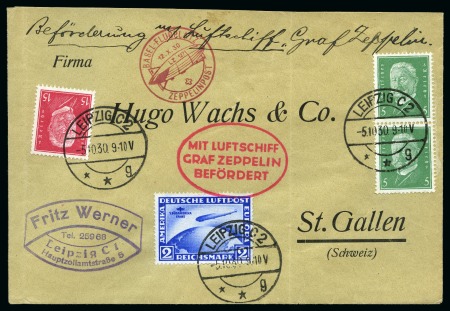 Stamp of Large Lots and Collections 1930-32 Lot of five Zeppelin covers of which four 