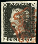 Stamp of Great Britain » 1840 1d Black and 1d Red plates 1a to 11 1840 1d Black group of 16 stamps incl. pl.1b (9), 